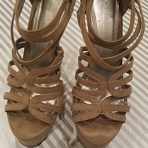 Tan Aldo Ankle Strap Heels